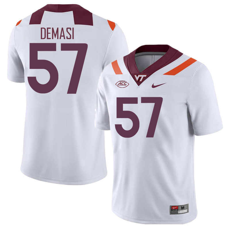Men #57 Brayden DeMasi Virginia Tech Hokies College Football Jerseys Stitched Sale-White